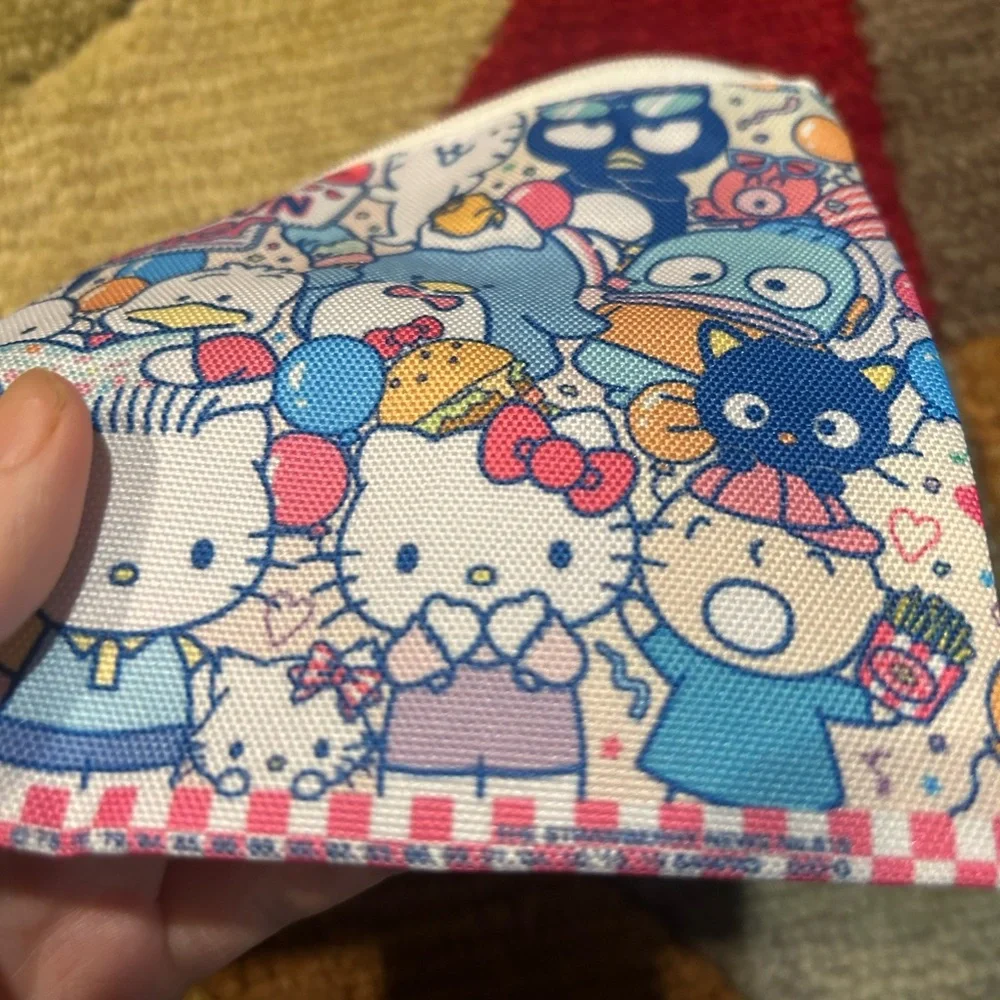 NWOT Hello Kitty Sanrio Strawberry News Characters Anime Cosmetic Makeup Bag